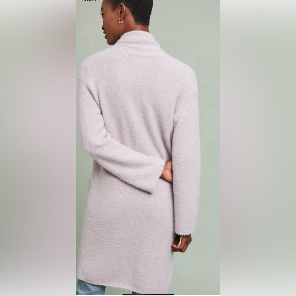 Sleeping on snow by Anthropologie Thornton Longline Fuzzy Cardigan Mauve Lilac - Picture 3 of 16